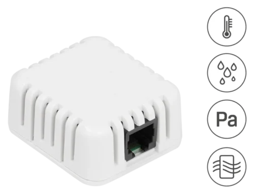 1WU-HTPVoC B1: Combined sensor of 4 quantities in 4x4 cm indoor box. RJ11 interface (1-Wire UNI bus)