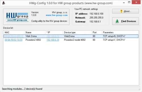 HWg-Config / UDP Config