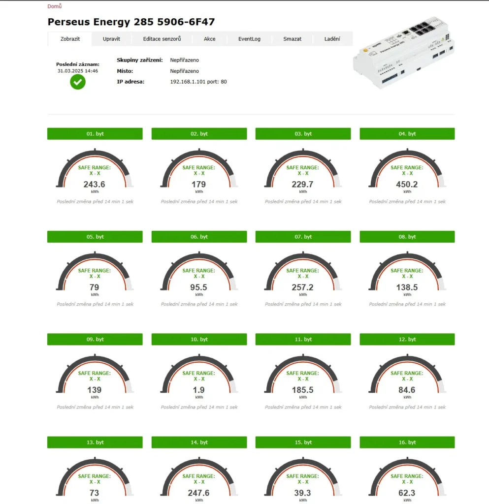 Egy prágai lakóépület az energiafogyasztását M-Bus-on keresztül, Perseus Energy 285 és SensDesk Technology segítségével monitorozza (CS07)